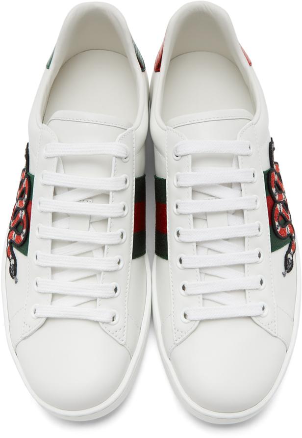 Gucci Leather Ace Embroidered Sneaker in White for Men - Save 47% - Lyst