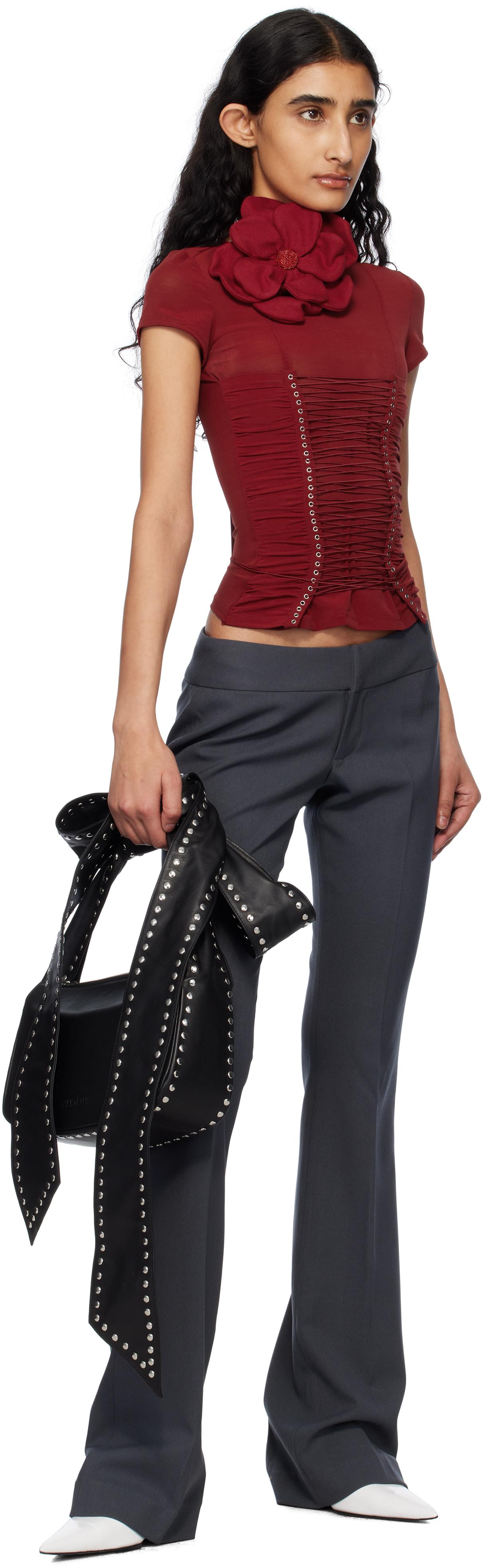 Fanci Club Boa Studded Bow Strap Bag in Black | Lyst