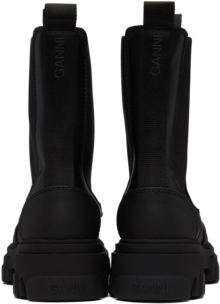 【GANNI】ブラック Stitch Cleated ハーフ チェルシーブーツ GANNI: ブラック Stitch Cleated ハーフ チェルシーブーツ