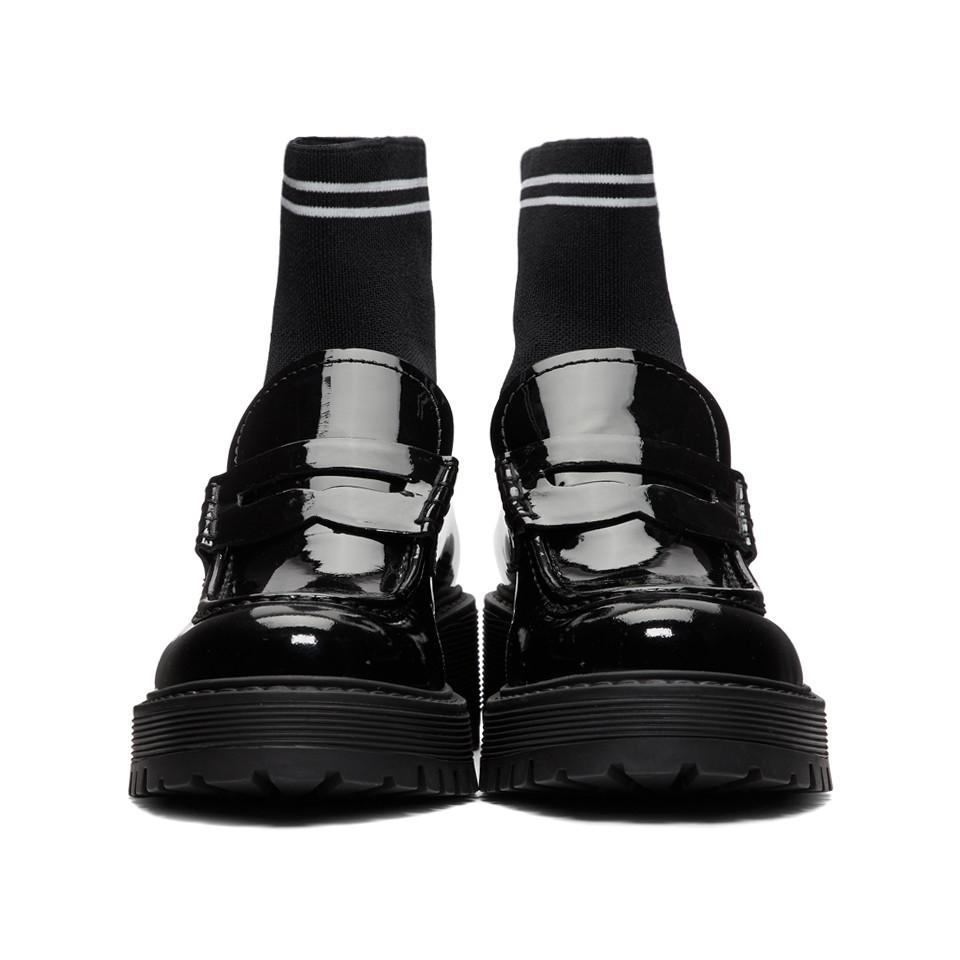 Miu Miu Leather Black Sock Loafers | Lyst
