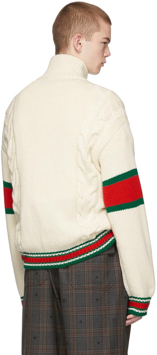 Gucci Wool Cable Knit Bomber Jacket in 