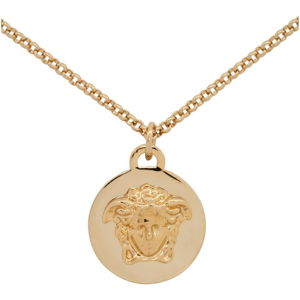 Versace Gold Coin Pendant Necklace in Metallic Lyst