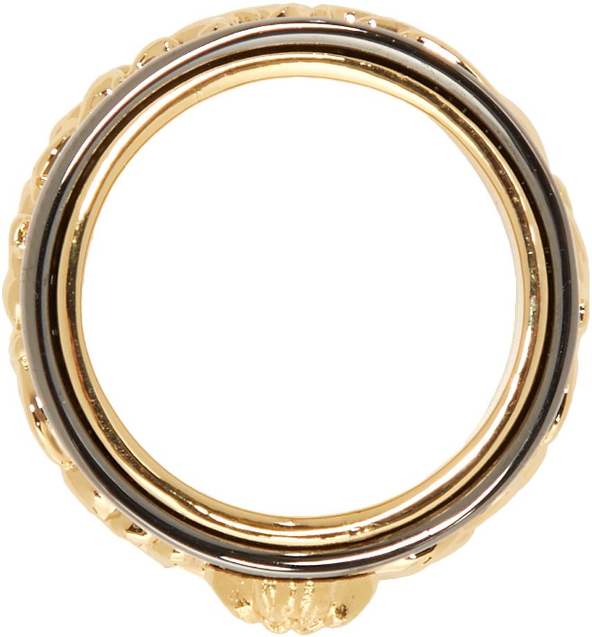 Versace Gold Gunmetal Medusa Barocco Ring in Metallic for Men Lyst