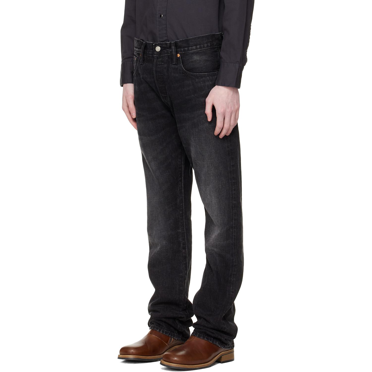 メンズ RRL ブラック Slim Boot Distressed セルビッジジーンズ 