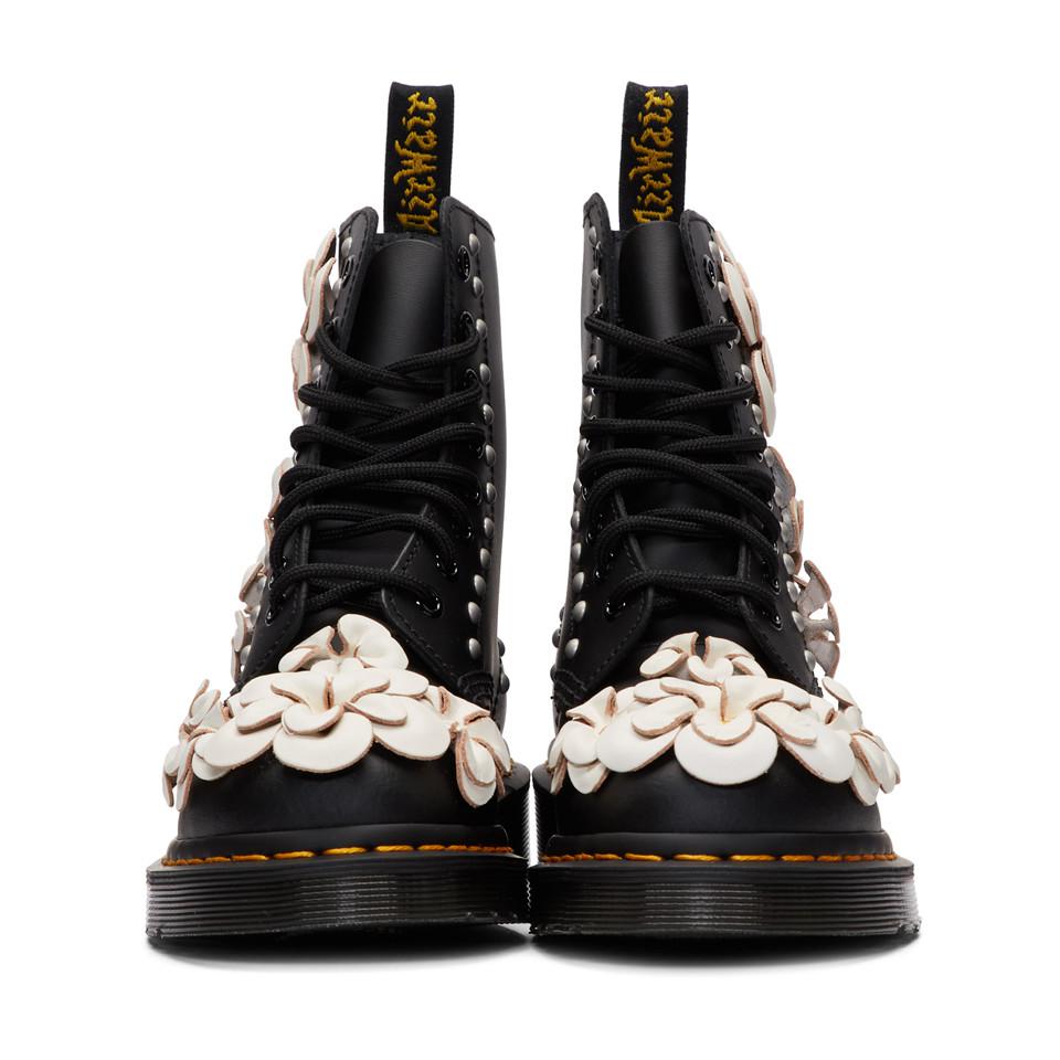 Dr. Martens Leather Black Pascal Flower Boots - Lyst