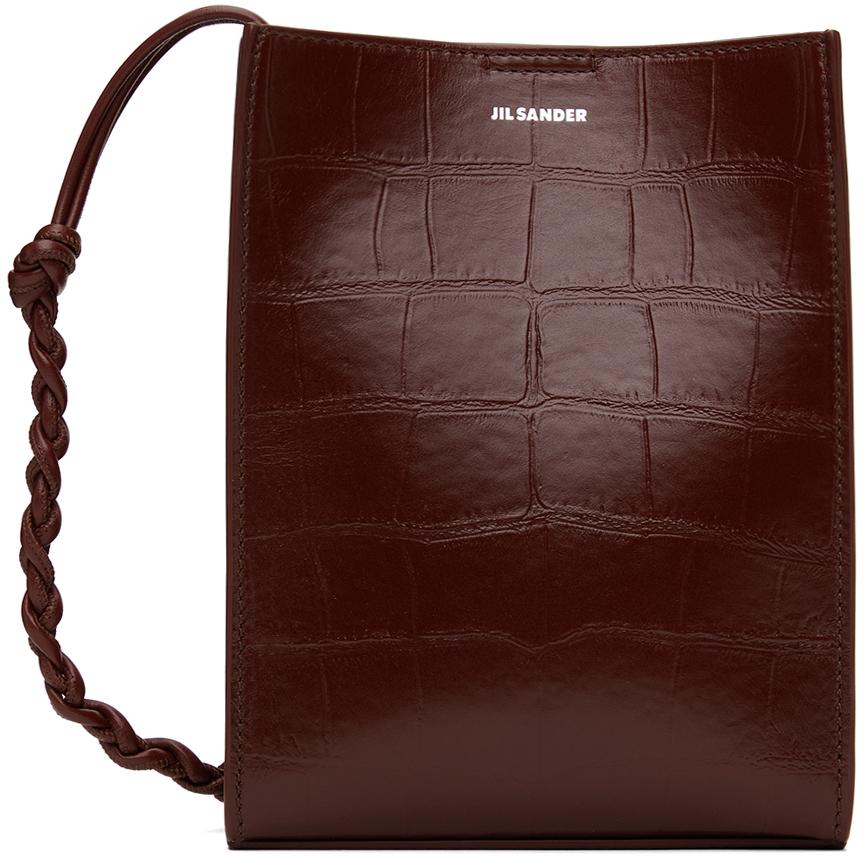 Jil Sander レディース ブラウン バーガンディ スモール Tangle バッグ 