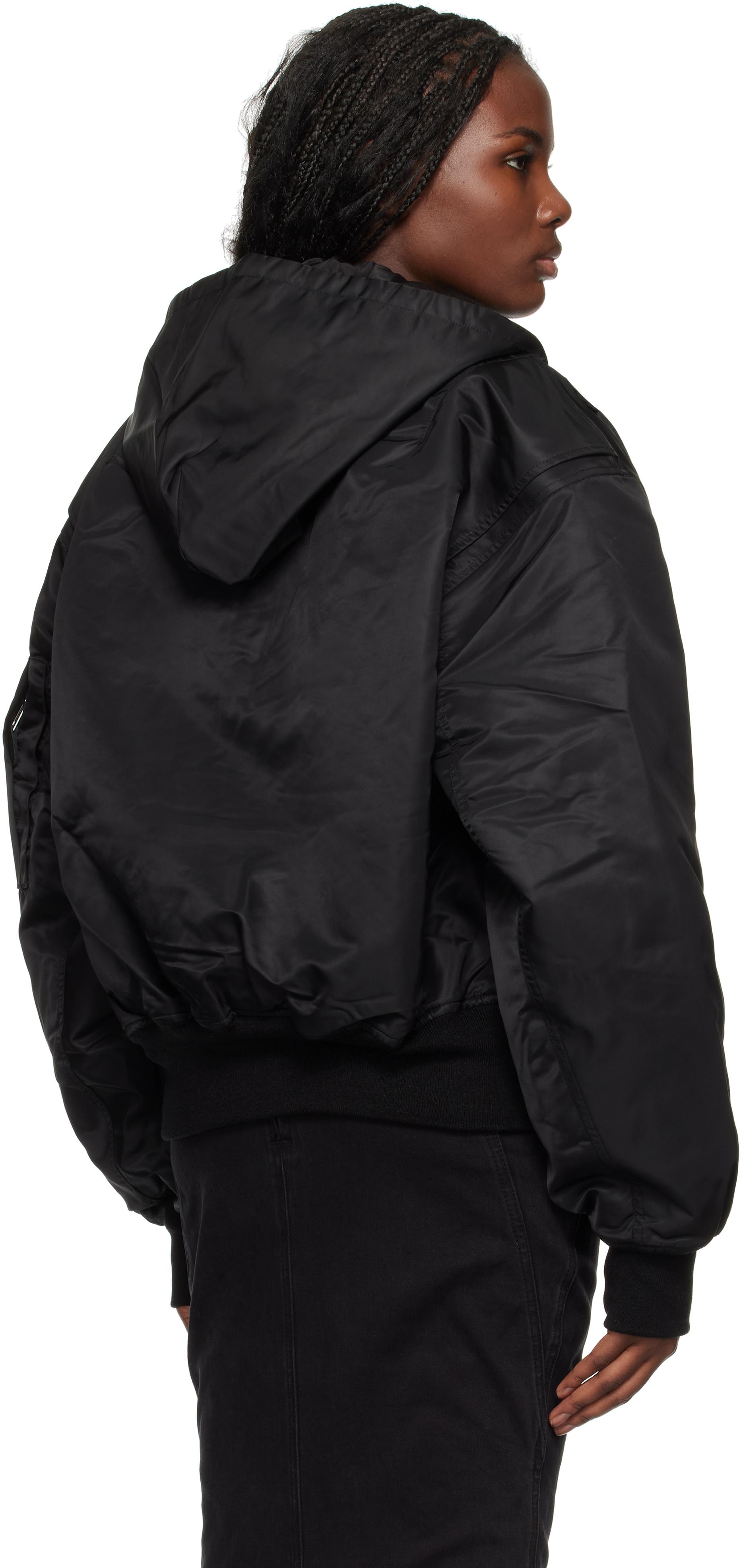 Entire studios Hooded Broad Bomber Jacket in Black | Lyst UK