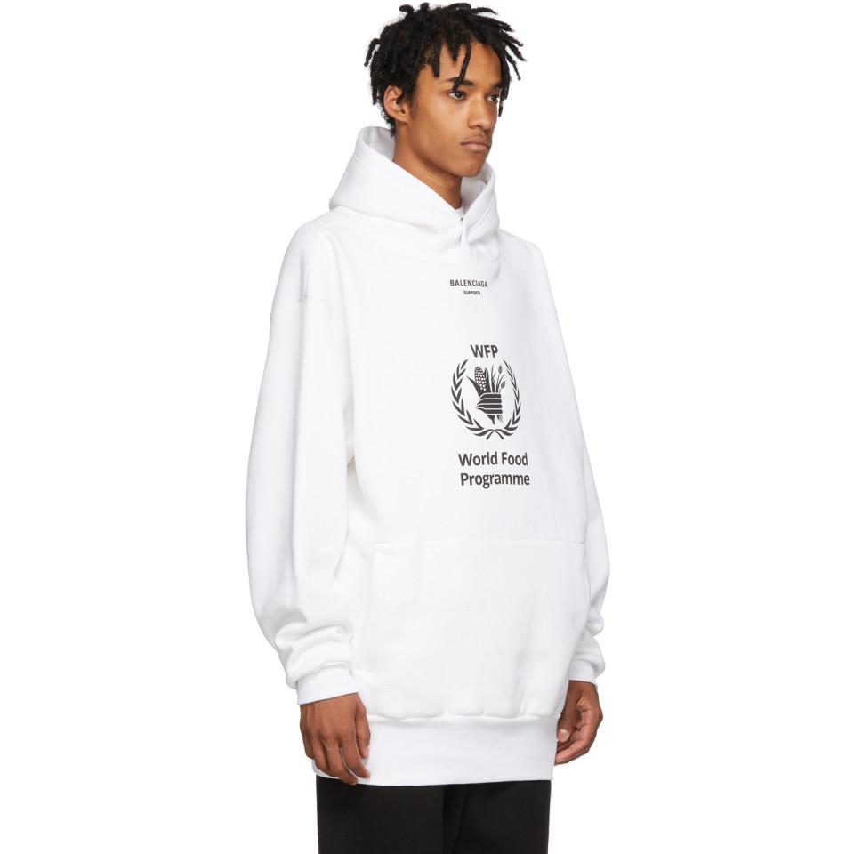 Balenciaga Cotton World Food Programme Hoodie in White for Men - Lyst