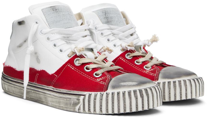 Maison Margiela Red & White New Evolution High-top Sneakers
