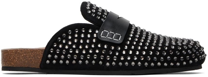 JW Anderson レディース ブラック ラインストーン クロッグ フラット 