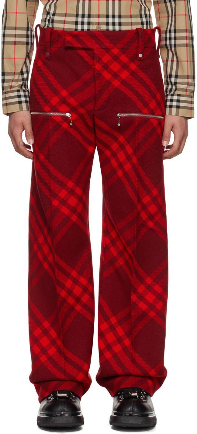 Red CUSTOM Tartan Check Trousers - Etsy