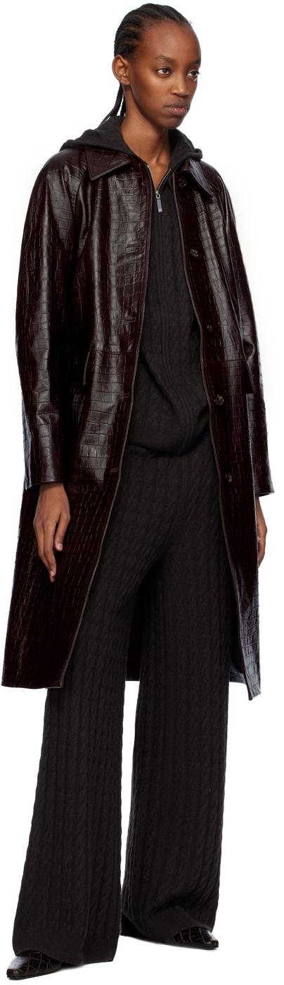 TOTEME Croc-Effect Leather Coat in Black | Lyst