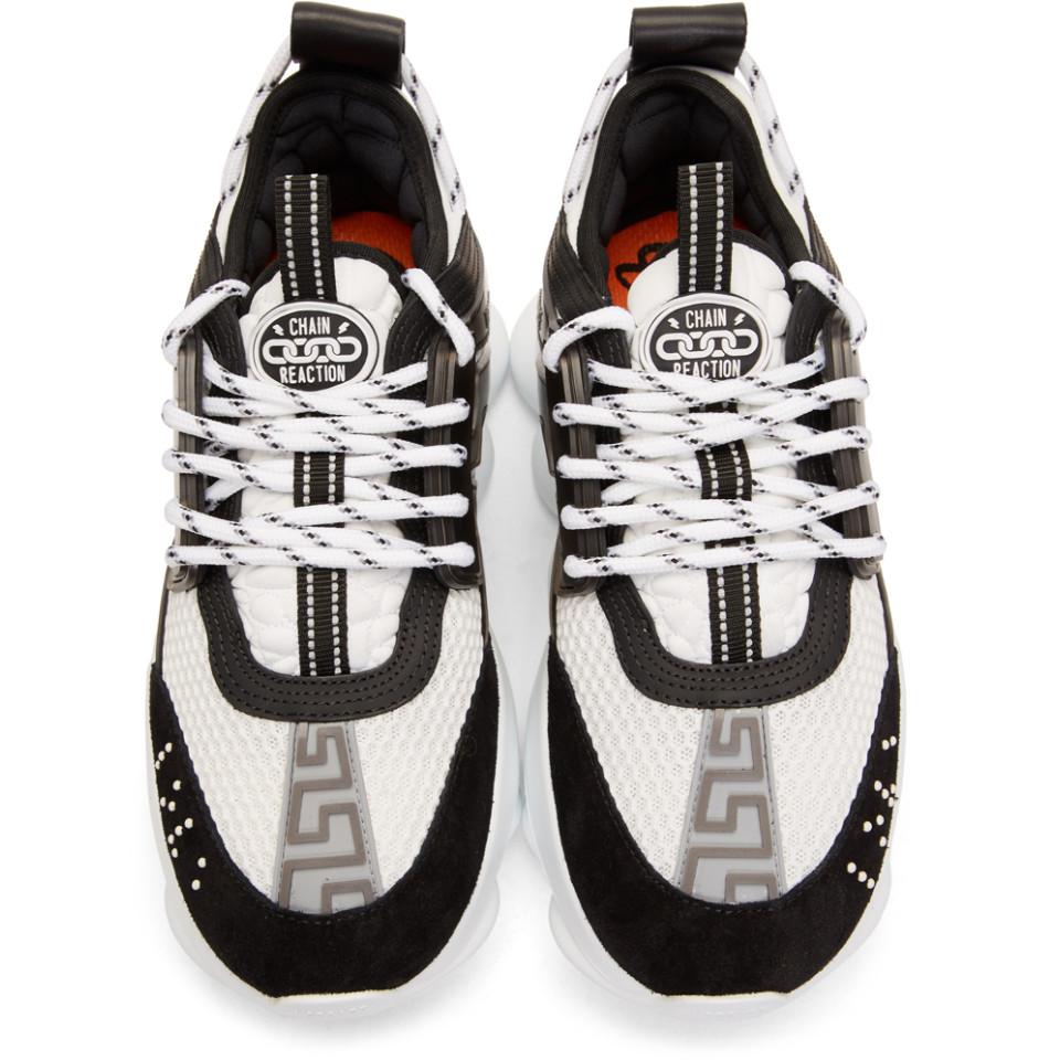 Versace White And Black Mesh Chain Reaction Sneakers | Lyst