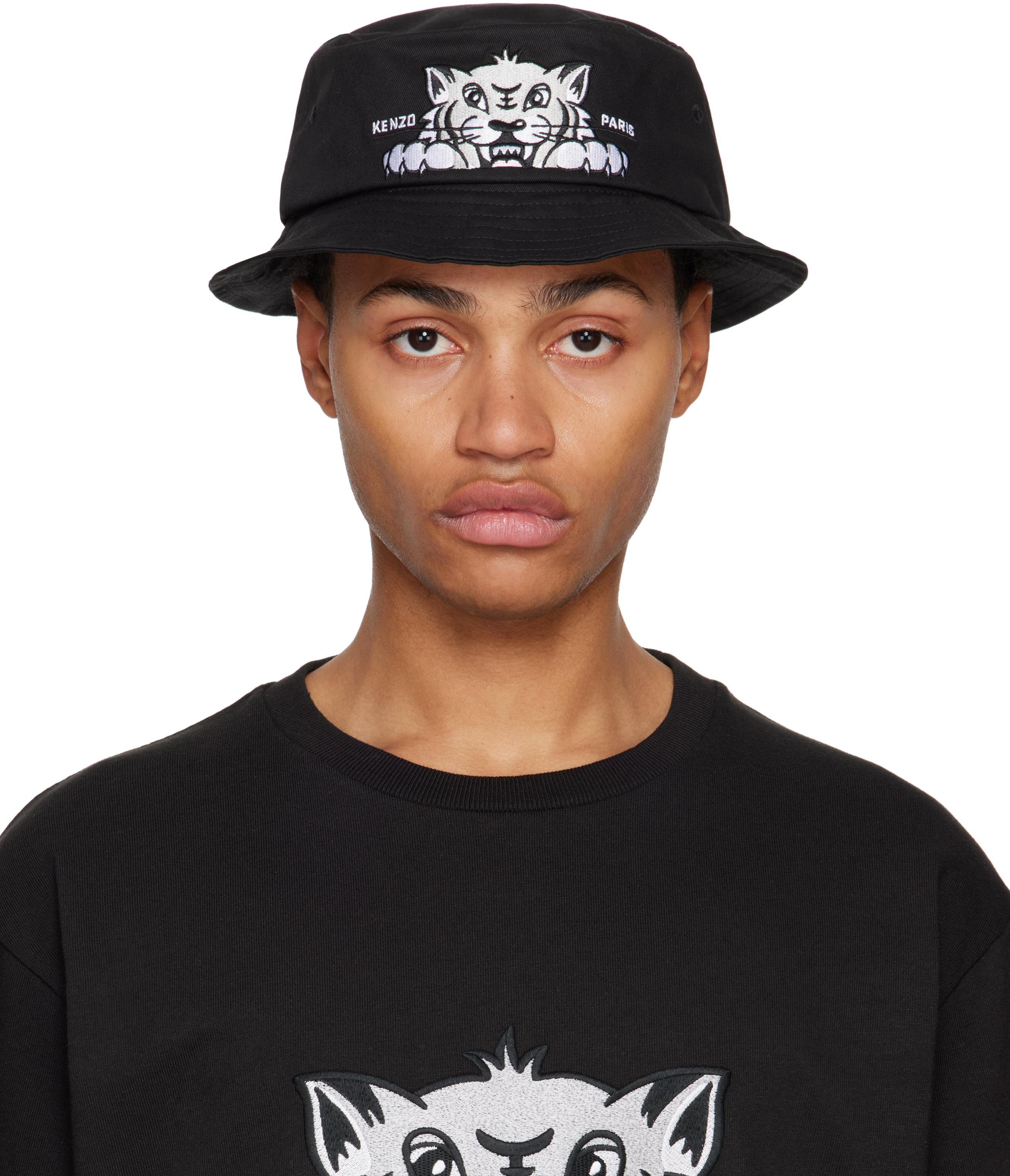 KENZO Paris Logo Graphic Bucket Hat in Black for Men | Lyst UK