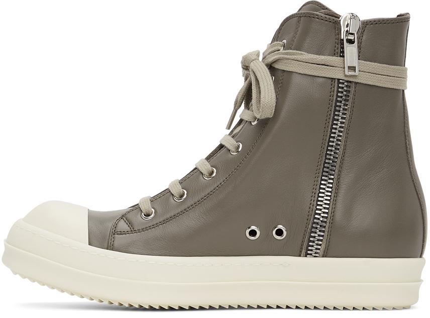 Rick Owens Leather Grey Calfskin High Sneakers in Grey for Men Mens Trainers Rick Owens Trainers 