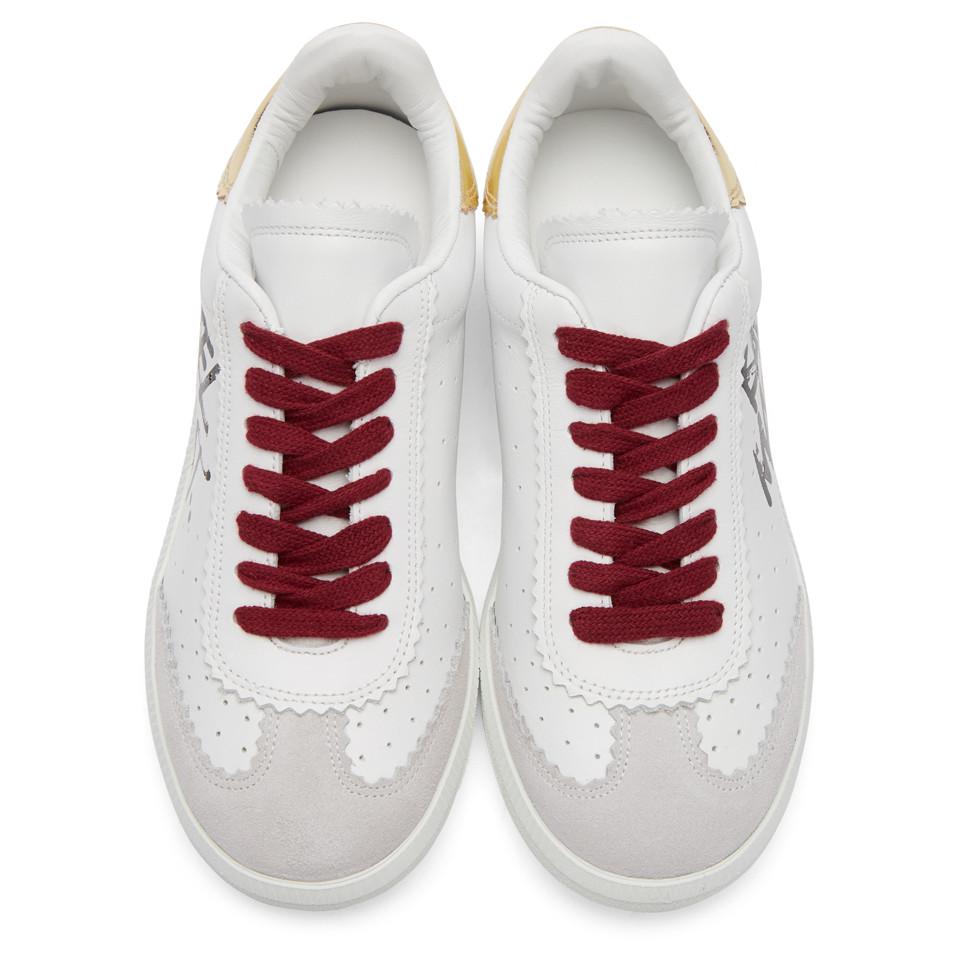 Isabel Marant Leather White Bryce Street Tag Sneakers - Lyst