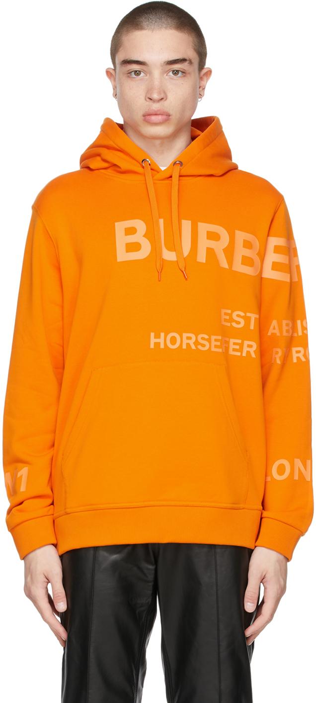 Pull à capuche 'horseferry' Burberry pour homme en coloris Orange | Lyst