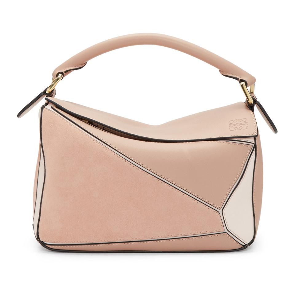 Loewe Suede Pink Small Puzzle Bag Lyst