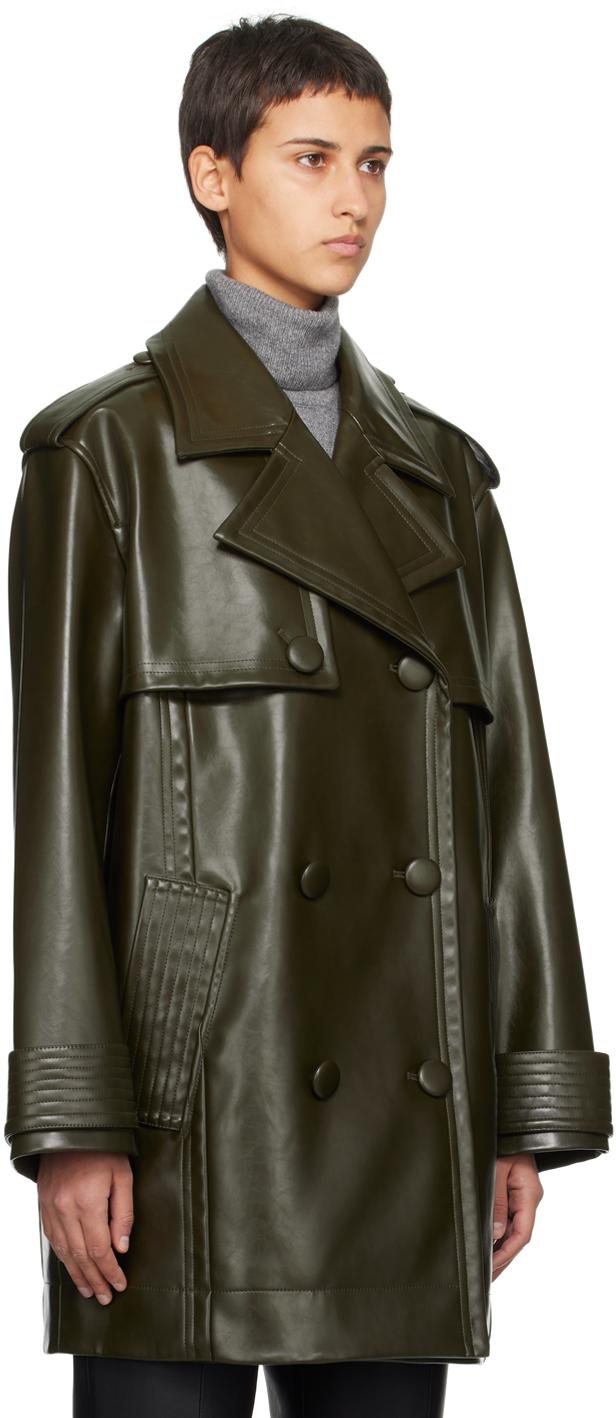 Stand Studio Khaki Flora Faux-leather Trench Coat in Green Lyst UK