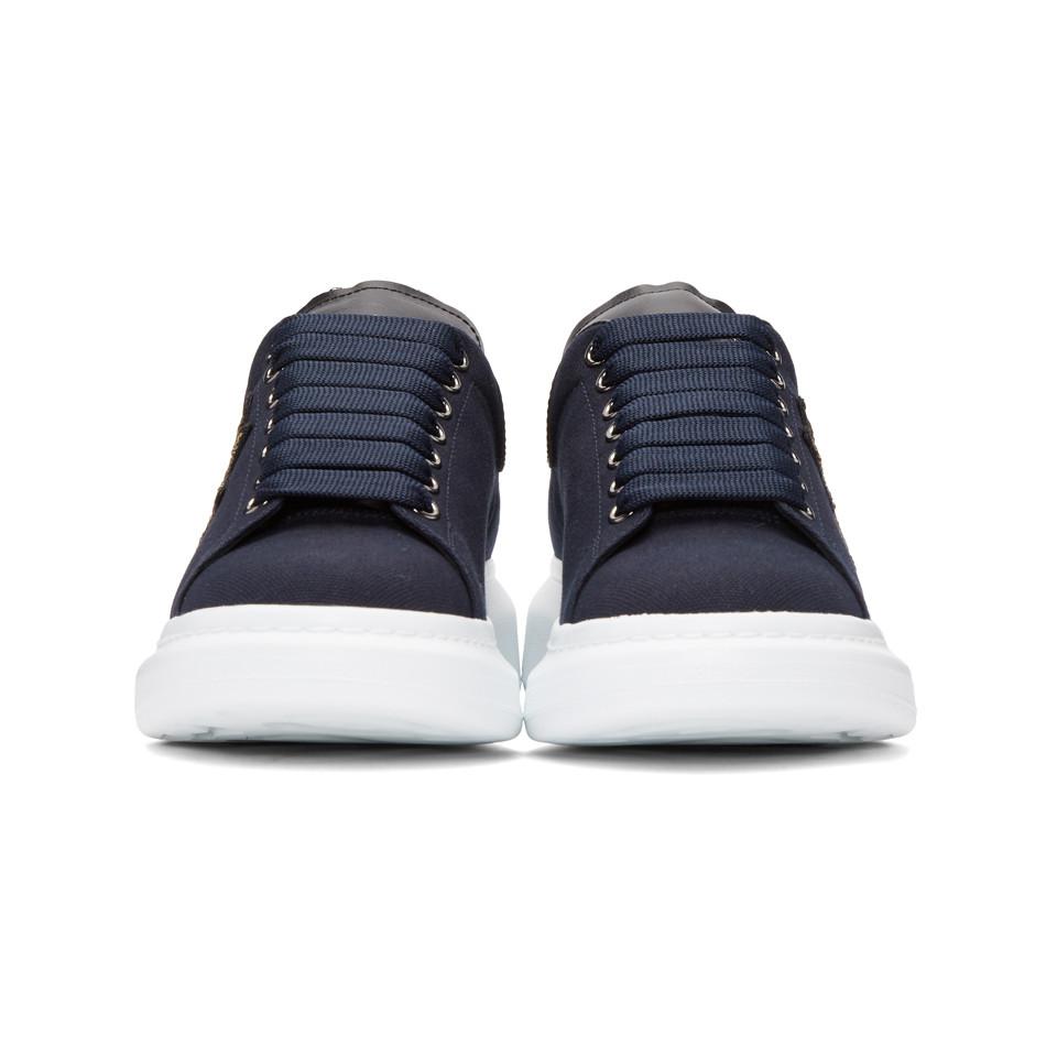 Alexander McQueen Navy Embroidered Oversized Sneakers in Blue for Men | Lyst