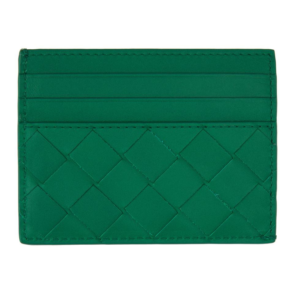Bottega Leather Green Intrecciato Card Holder for