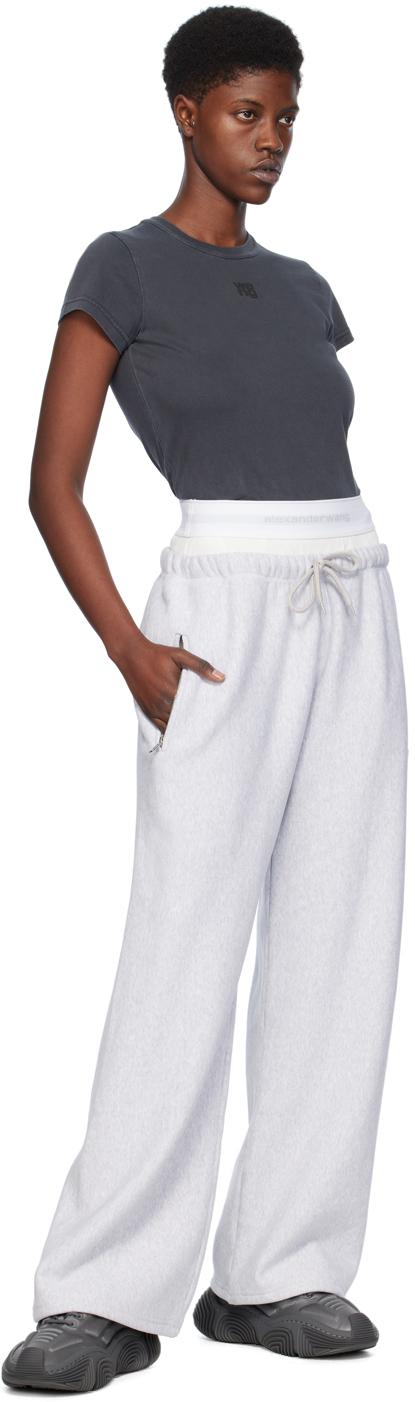 T By Alexander Wang レディース ホワイト グレー ワイドレッグ 