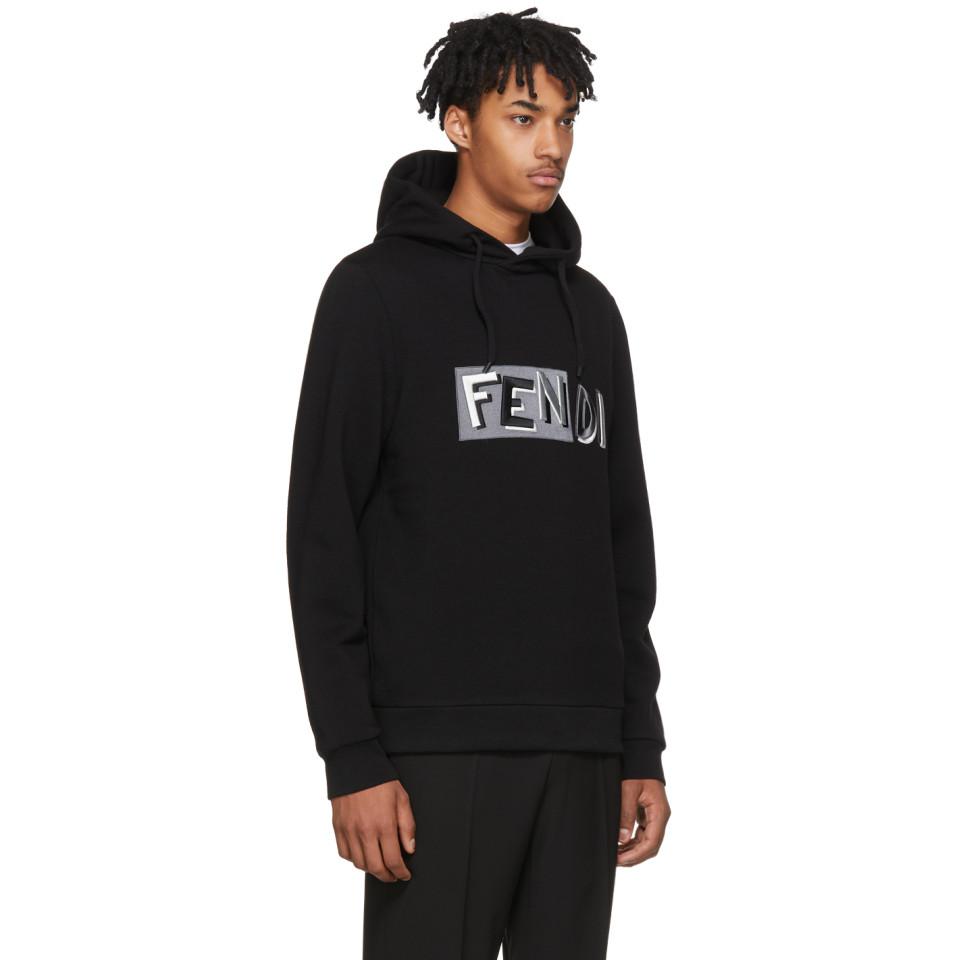 Fendi Wool Black Vocabulary Hoodie for 