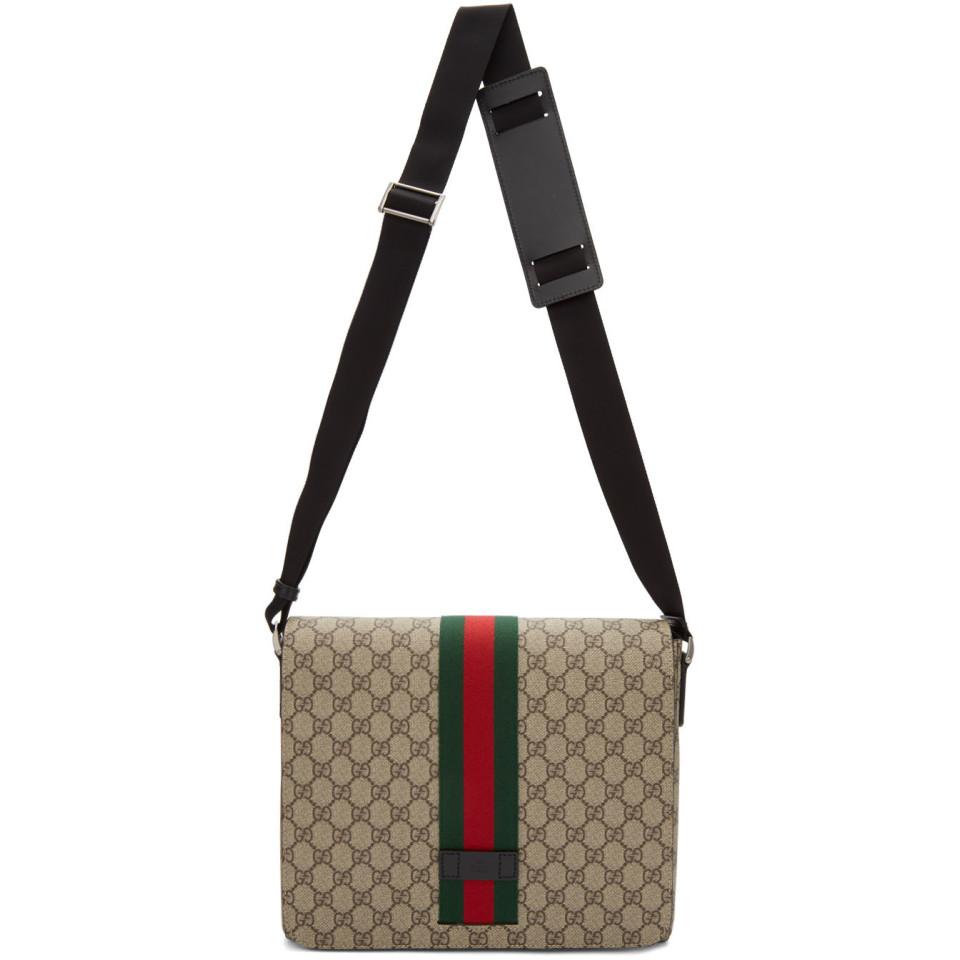 gucci beige gg supreme messenger bolsa