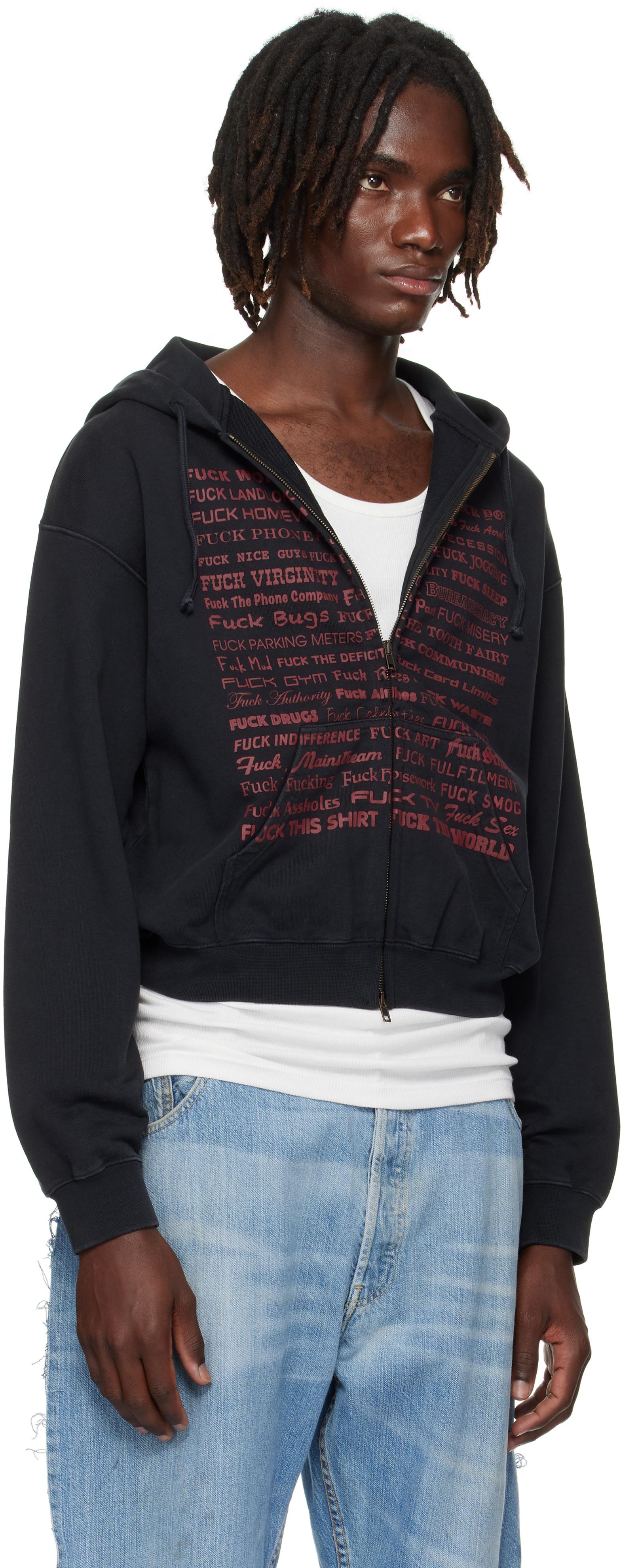 トップス VETEMENTS Fuck reversible hoodie Vetements 'Fuck' Fitted Zip-Up Hoodie in Black for Men | Lyst