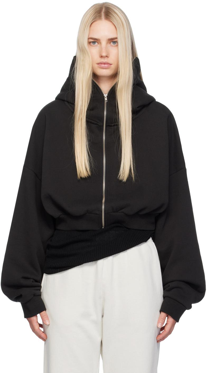 Entire studios Cropped Full Zip Hoodie in Black | Lyst