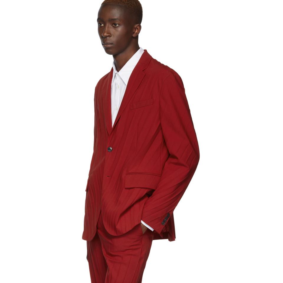 Valentino Wool Red Plisse Suit for Men - Lyst