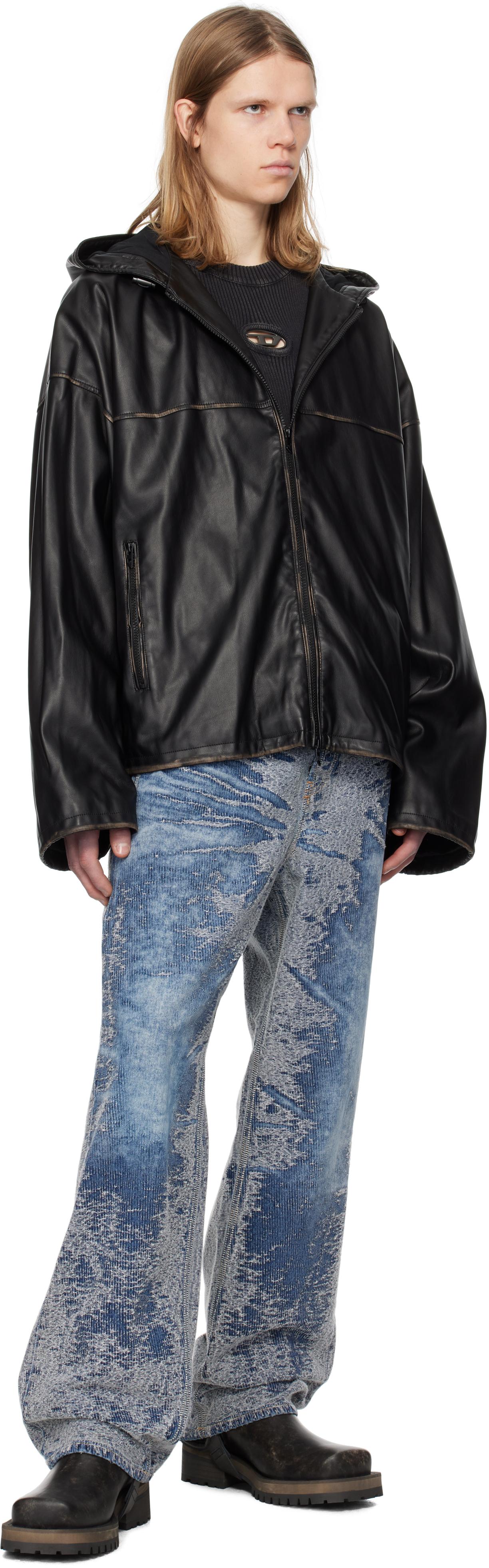 メンズ DIESEL ブラック J-Antil フェイクレザー ジャケット ブラック