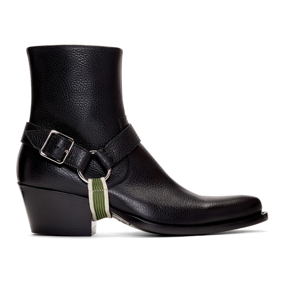 CALVIN KLEIN 205W39NYC Harness-strap Leather Ankle Boots in Black for Men |  Lyst Canada