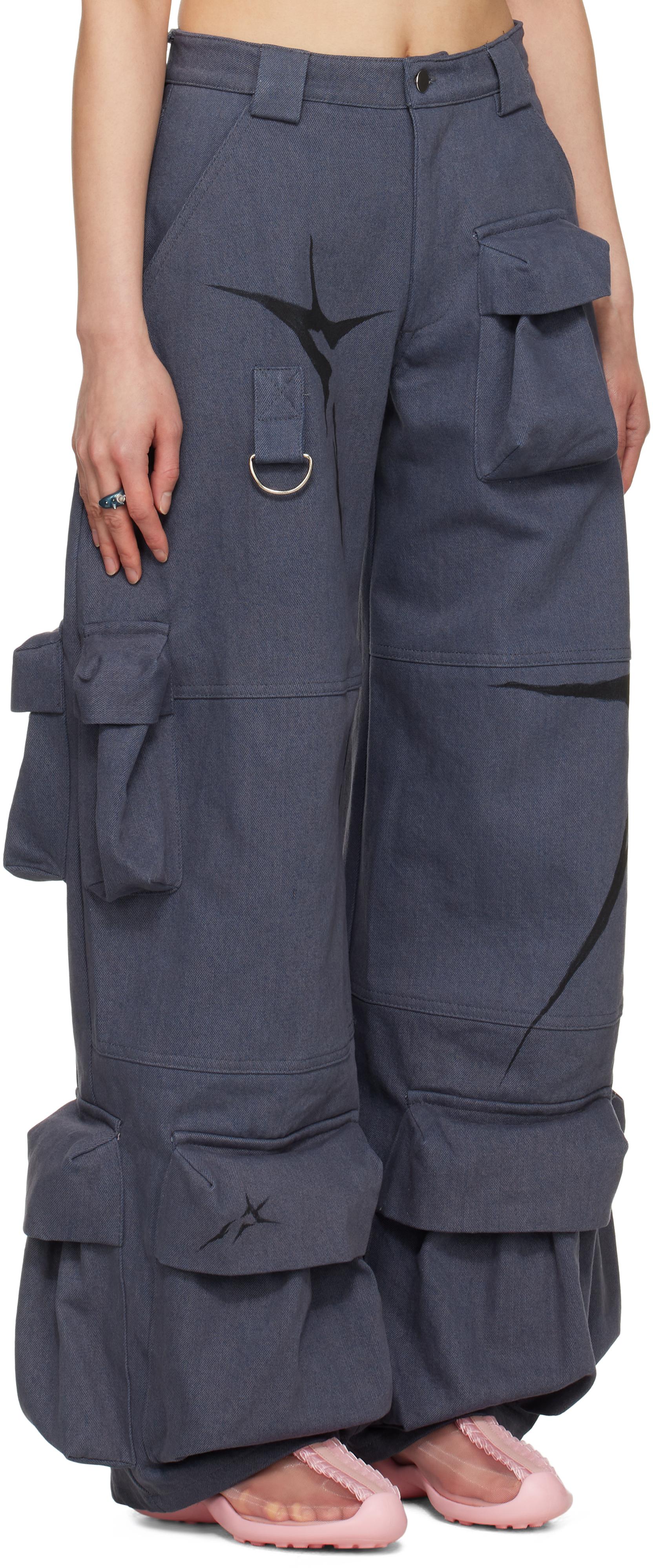 【関税込み】Collina Strada ネイビー Lawn カーゴパンツ レディース Collina Strada カーゴパンツ | オンラインセールは