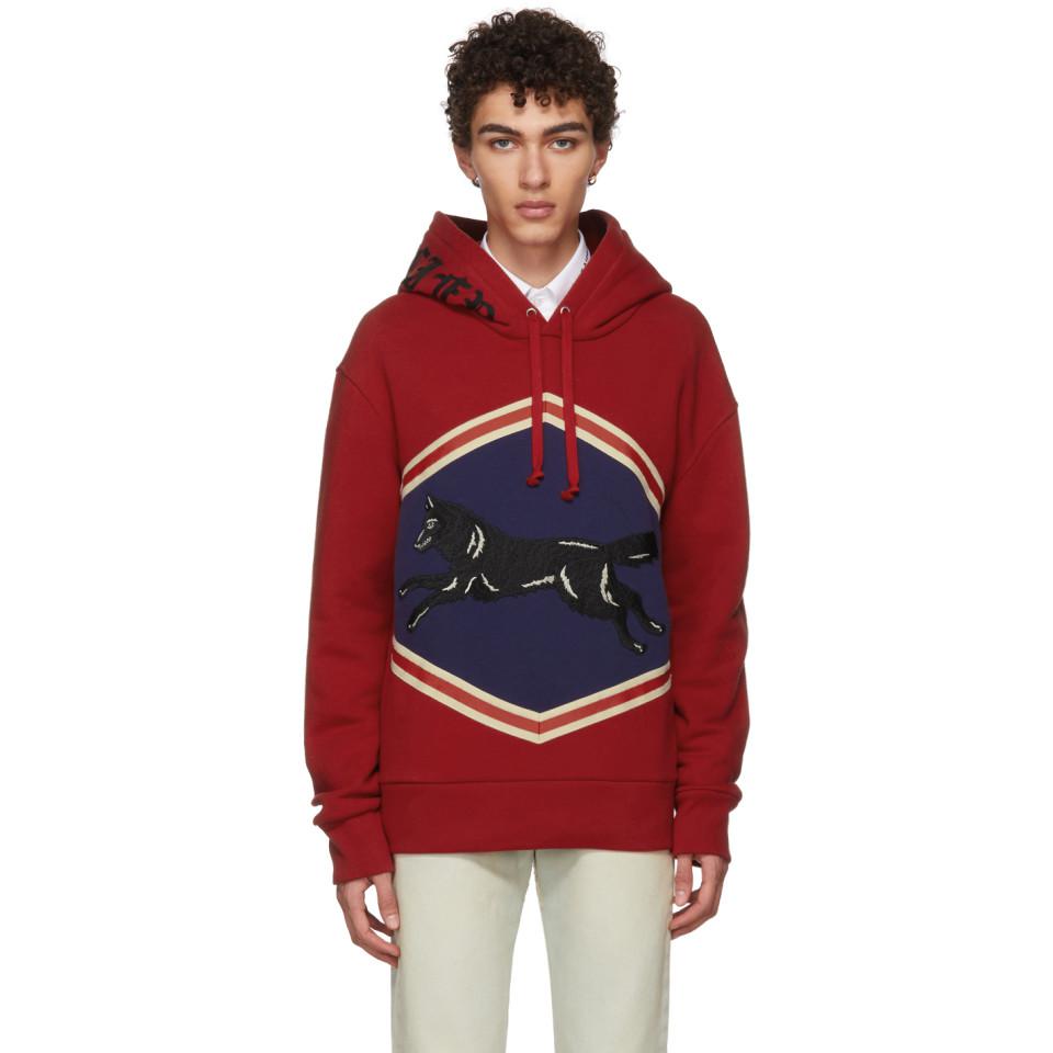 gucci red wolf hoodie