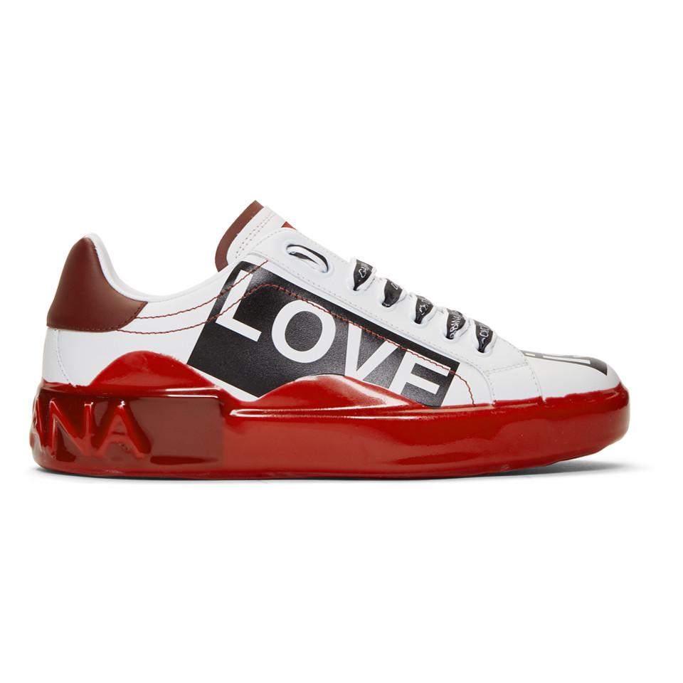 Dolce & Gabbana Leather White And Red Portofino Melt Love Is Love 