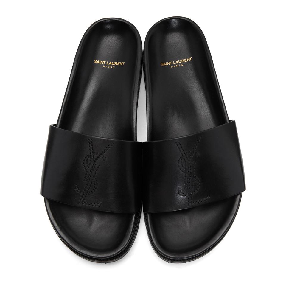 Saint Laurent jimmy Slide Sandals in Black for Men Lyst