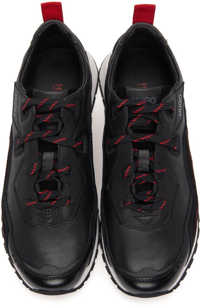 HUGO Leather Cubite Running Sneakers in Black for Men - Lyst