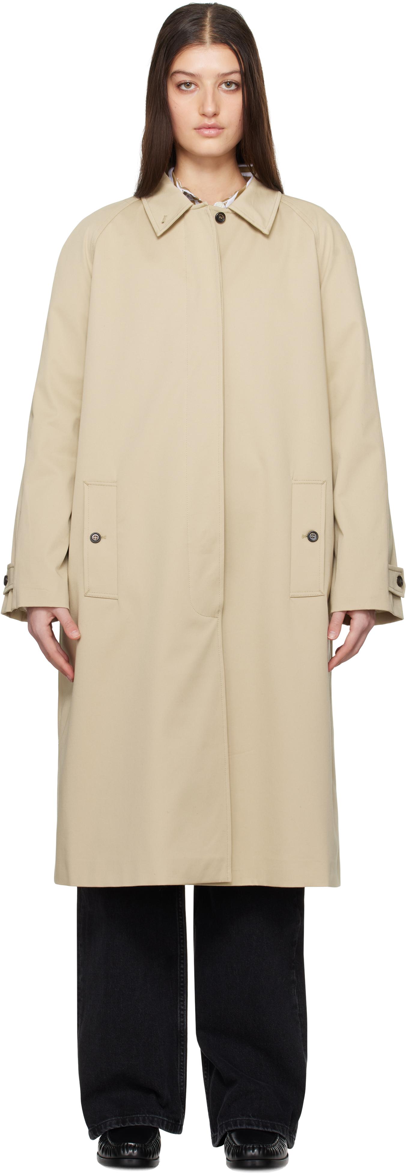 【関税込み】ANINE BING オフホワイト Layton トレンチコート ANINE BING: Off-White Layton Trench Coat | SSENSE