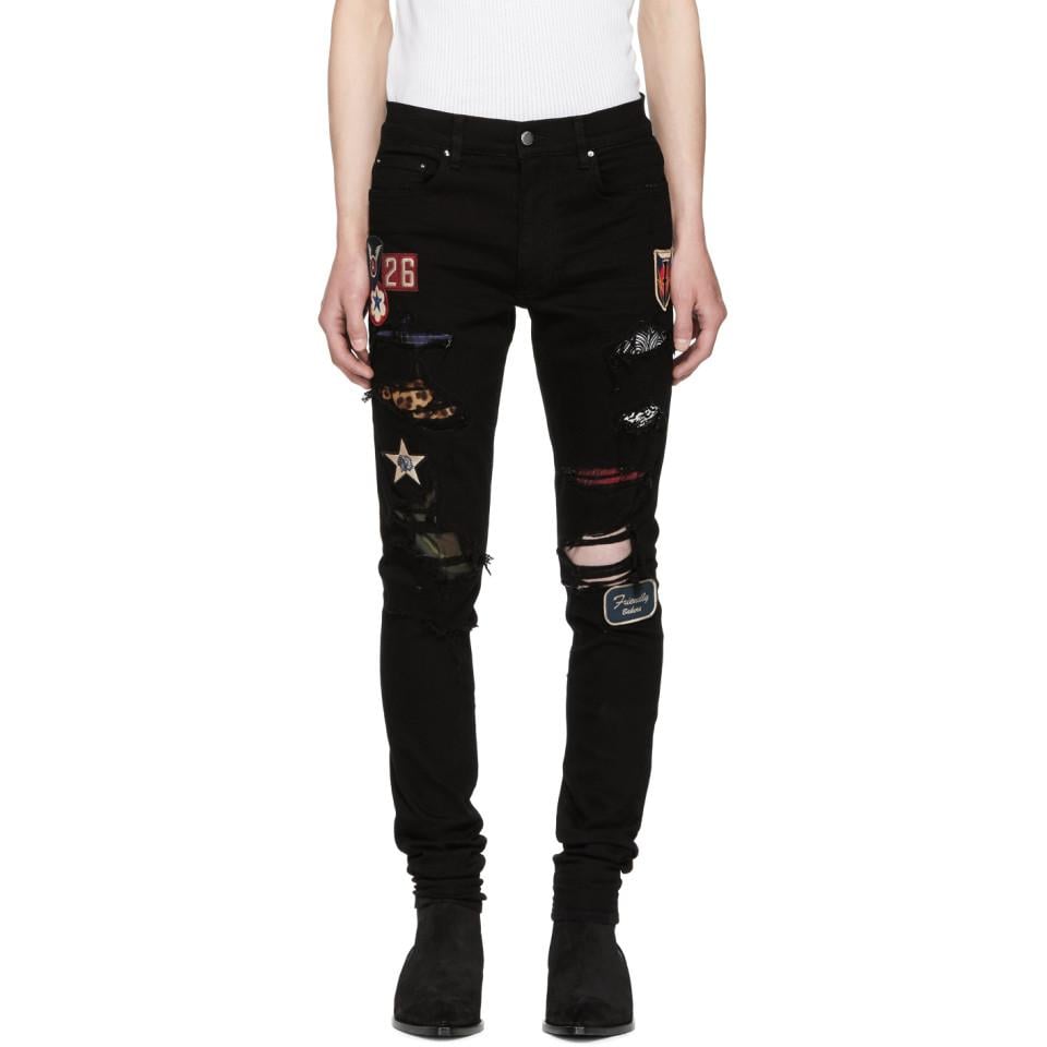 Amiri Black Art Patch Painted Jeans for Men | Lyst