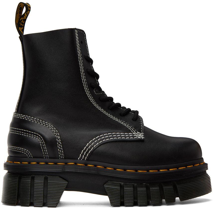 Dr. Martens Black Audrick White Stitch Platform Lace Up Boots | Lyst