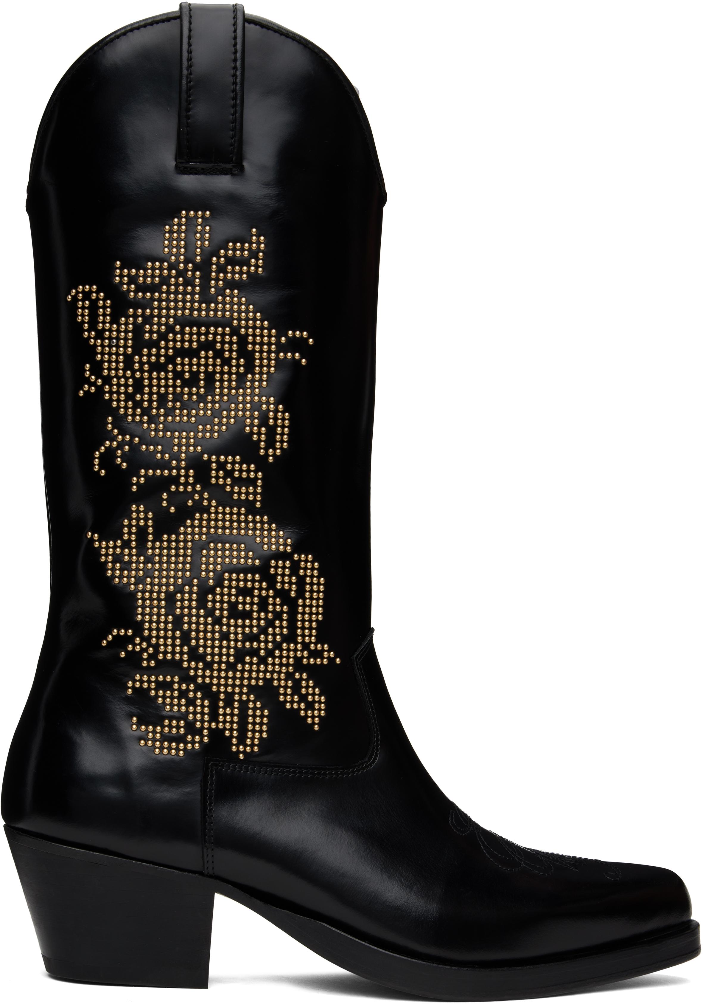 Ernest W. Baker メンズ ブラック Rose Studded High ウエスタンブーツ 