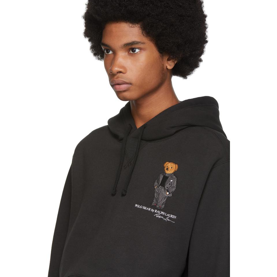 polo bear hoodie black