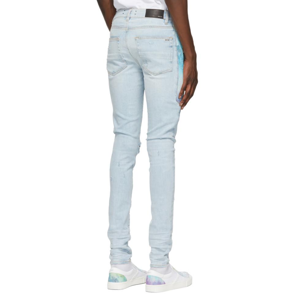 Amiri Blue Watercolor Half-track Jeans for Men | Lyst