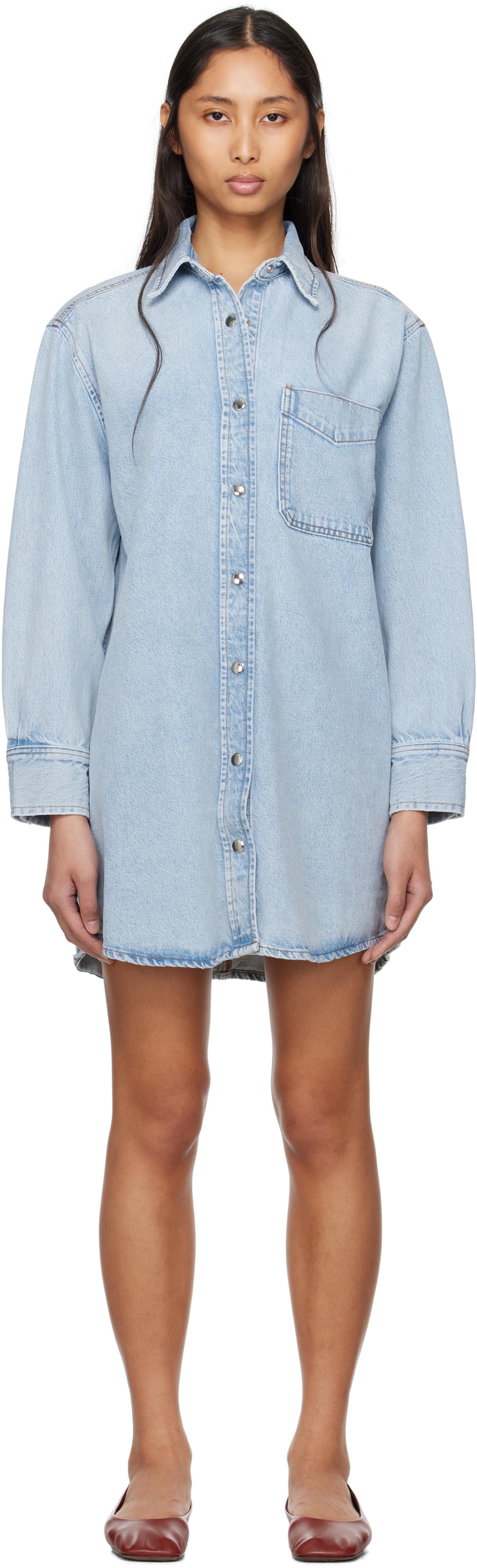 【関税込み】FRAME ブルー 'The Shirt' ミニ デニムワンピース FRAME ブルー 'The Shirt' ミニ デニムワンピース ブラック | Lyst