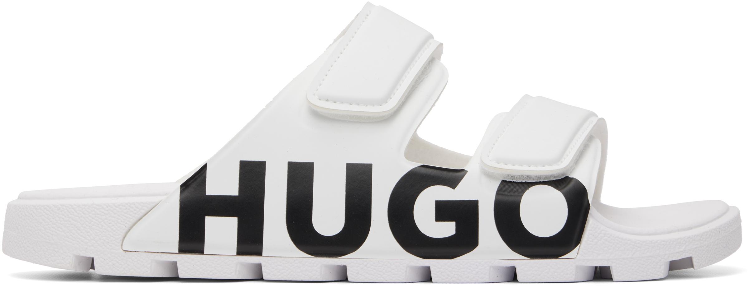 HUGO - Stacked-logo loafers in leather with chunky sole - Black