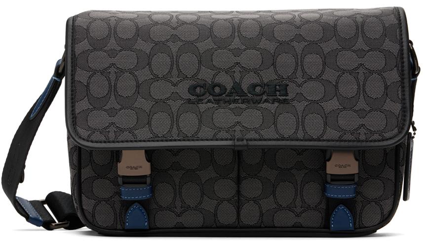 Coach Charter Camo-Coated Pebble Leather Messenger Bag Blue