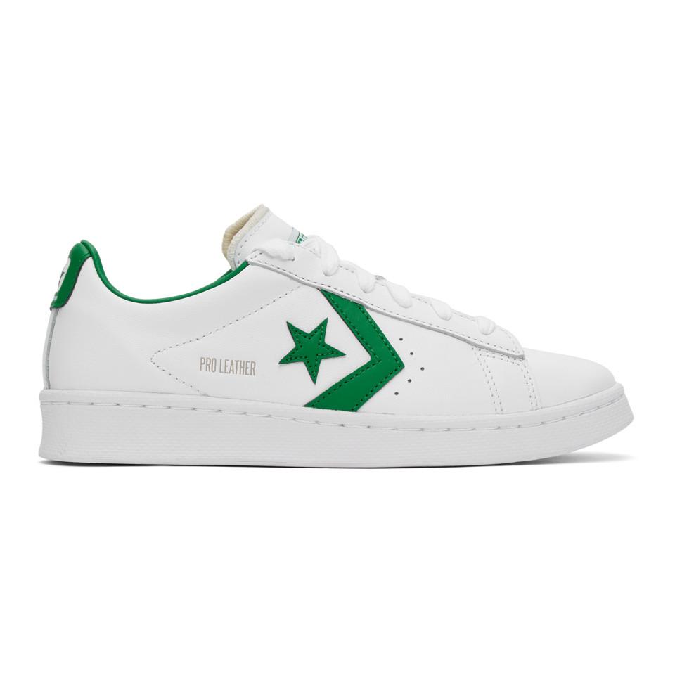 Converse White And Green Leather Pro Og Sneakers for Men | Lyst