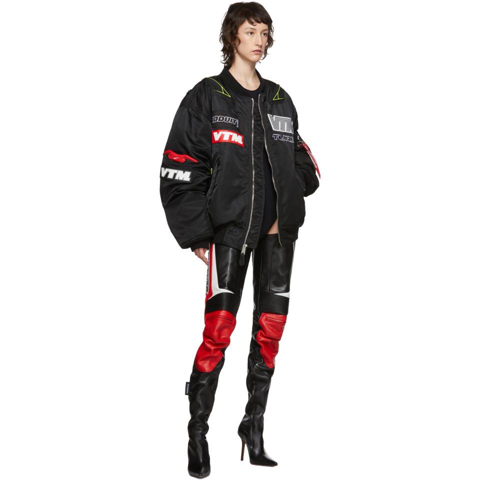 Vetements Black And Red Motorcycle Cuissardes Boots | Lyst