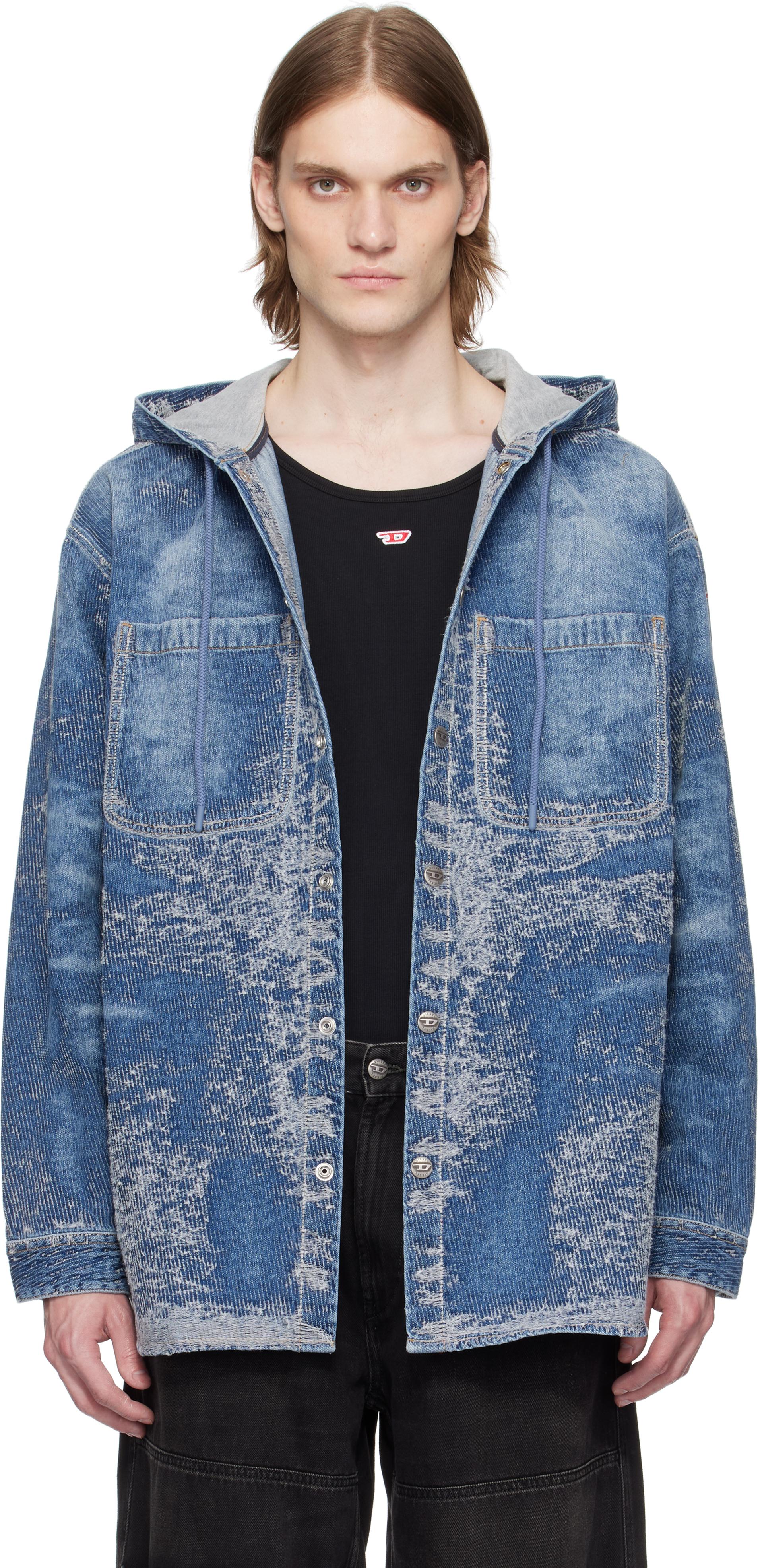【関税込み】Diesel ブルー D-Dewnys-Hood-S デニム フーディ メンズ DIESEL ブルー D-Dewnys-Hood-S デニム フーディ ブルー